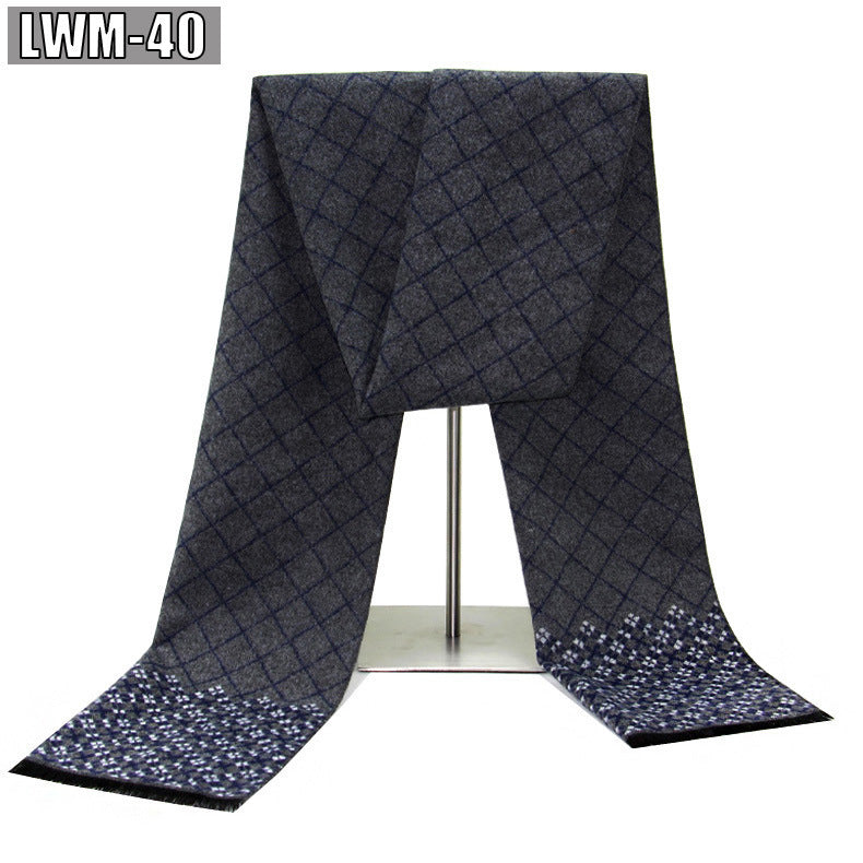 Men's Cashmere Autumn And Winter Business Plaid Scarf