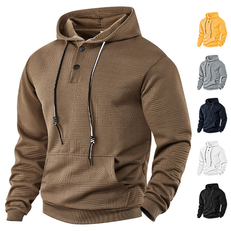 Men's Pullover Solid Color Casual Loose Long Sleeve Hooded Sweater