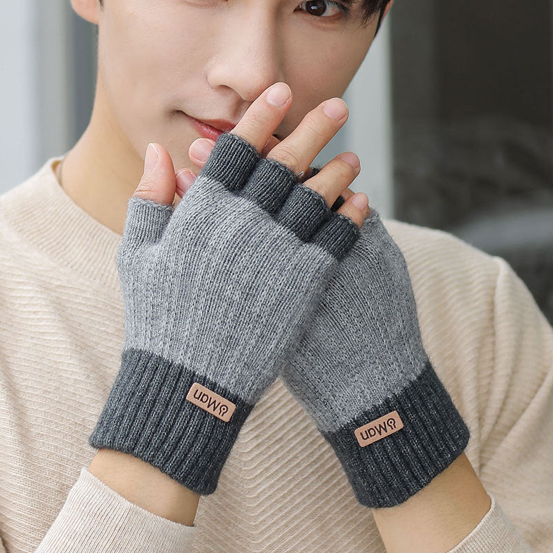Men's Thick Knitted Half Finger Gloves
