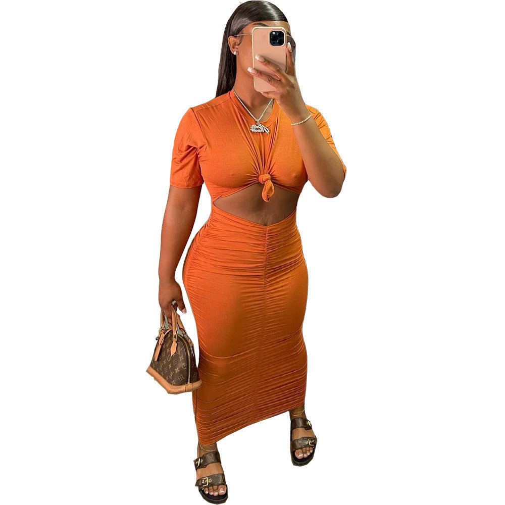 Ruched Short Sleeve Dress Set