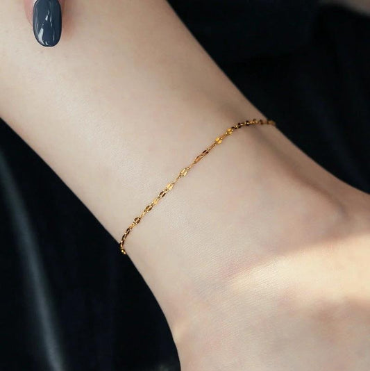 Simple Gold Plated Stainless Steel Anklets Lip Chain Anklet by GJG Denim