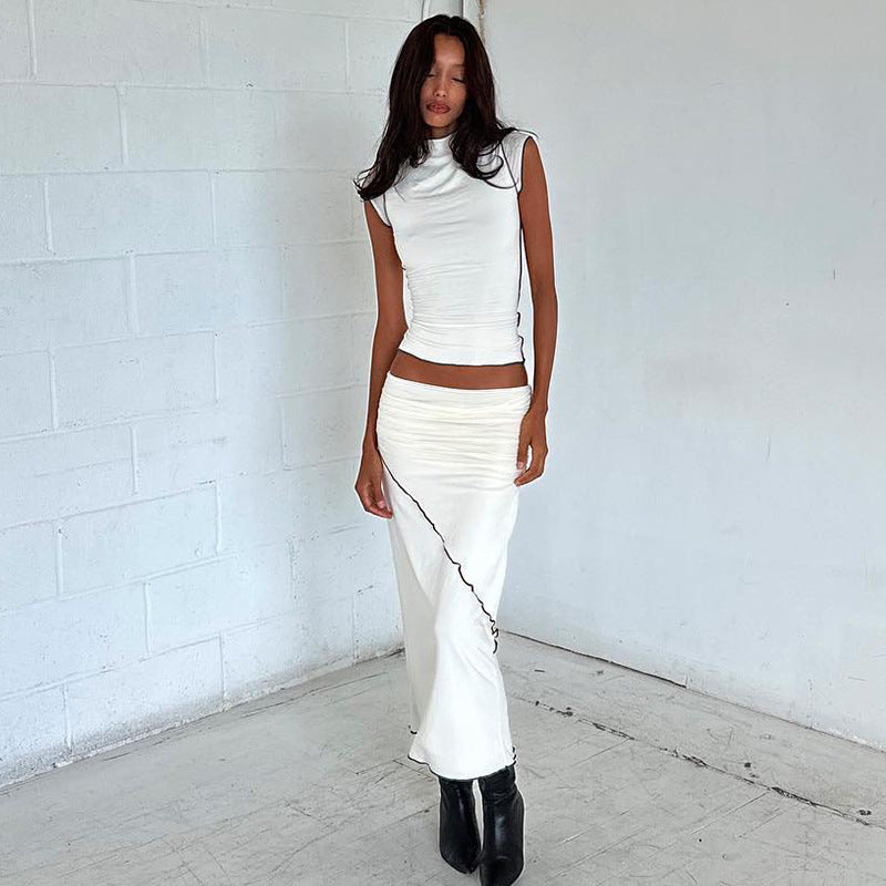 Women's Characteristic Reverse Car Side Wrapped Chest skirt set