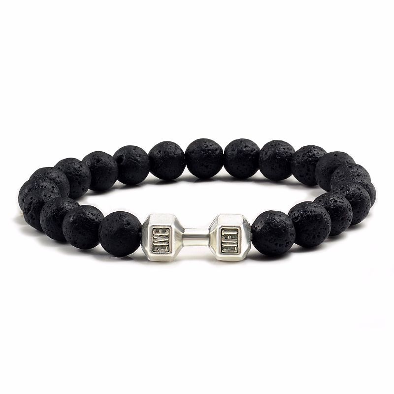 Natural Volcanic Stone Beads Bracelets Black Lava For Men
