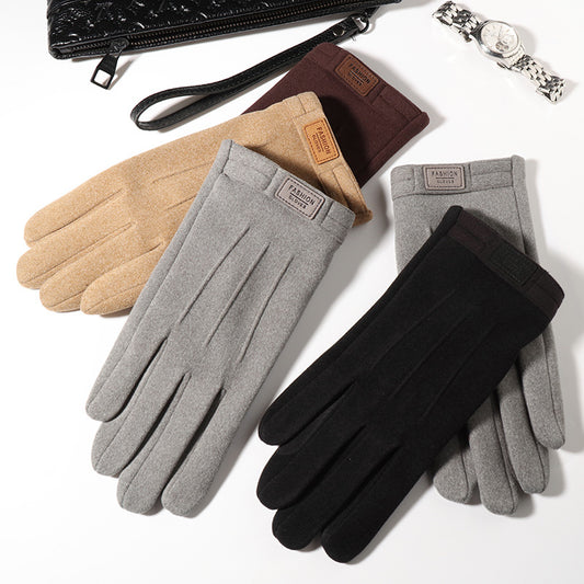 Men's Winter Fleece-lined Warm Wind-proof And Cold Protection Touch Screen Cycling Gloves