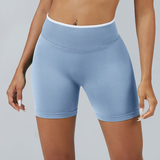 Color Matching Seamless Tight Yoga Shorts Peach Hip Raise by GJG Denim