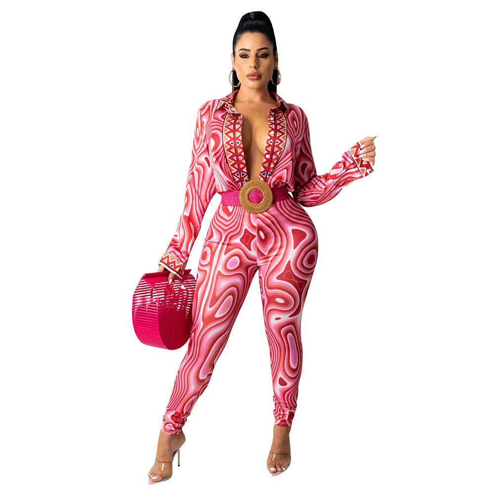 Printed Long Sleeve Matching Set