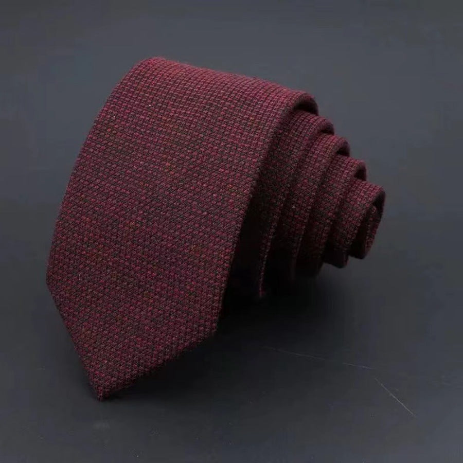 Men's Thickened Sanded Fabric Striped Solid Color Cotton Tie