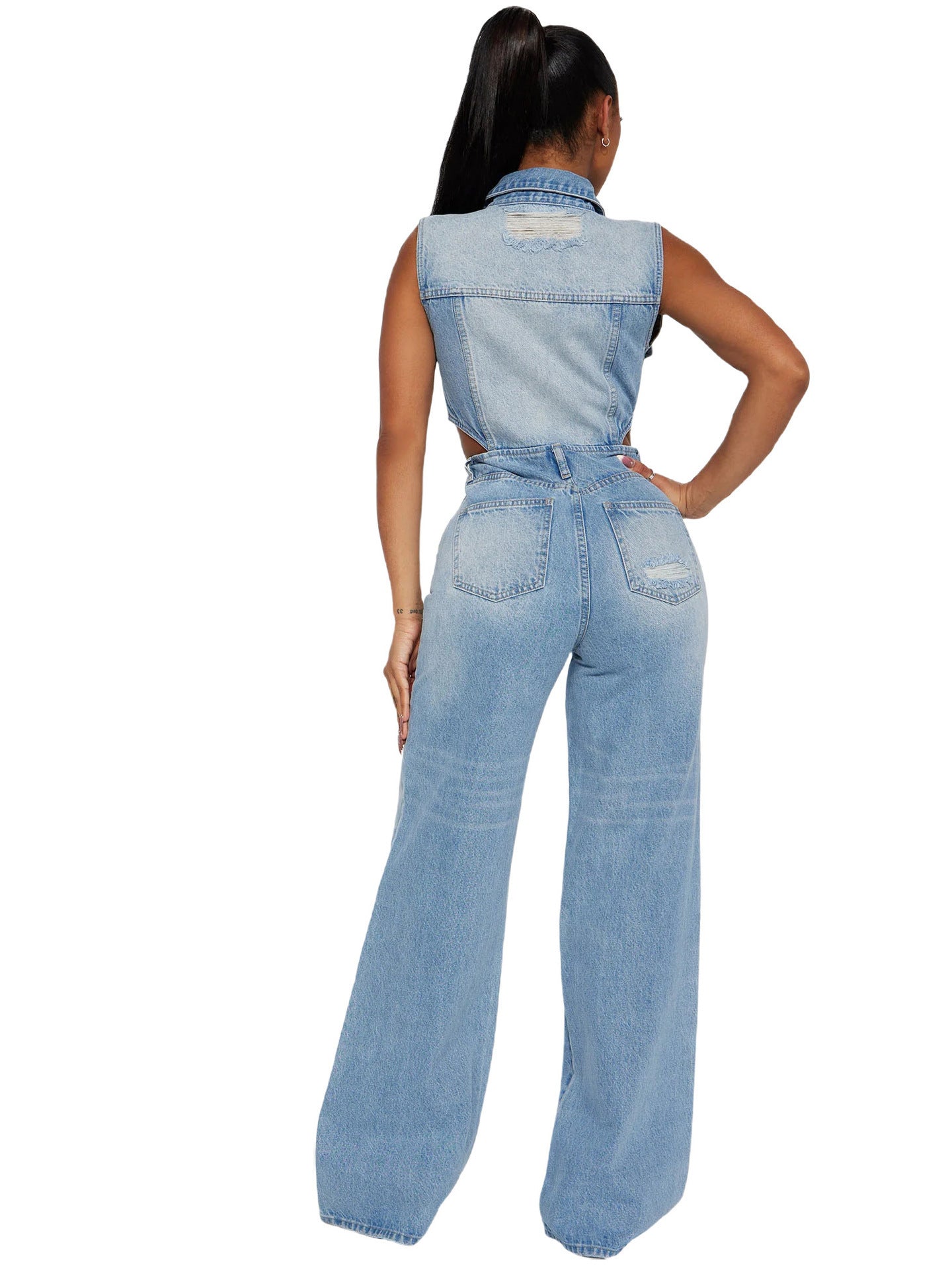 Denim Straight Leg Jumpsuit