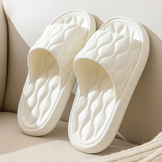 Ripple Style House Slippers EVA Soft Bathroom Slippers Women Men Shoes Home by GJG Denim
