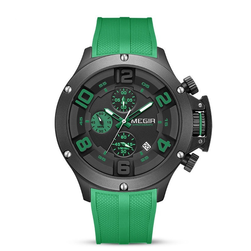 Men's Multi-function Chronograph Sports Quartz Silicone Band Watch