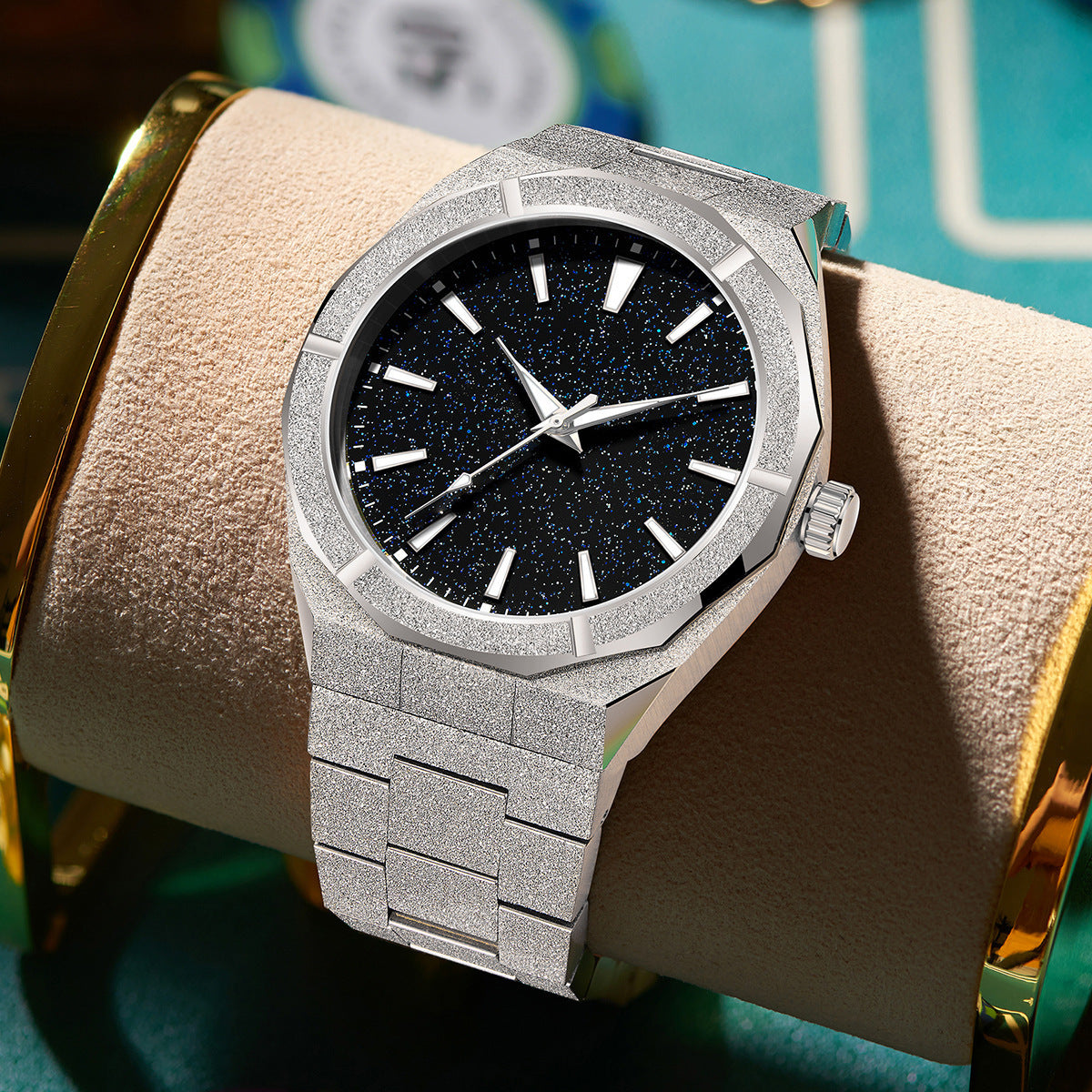 Men's Stainless Steel Frosted Luminous Business Watch