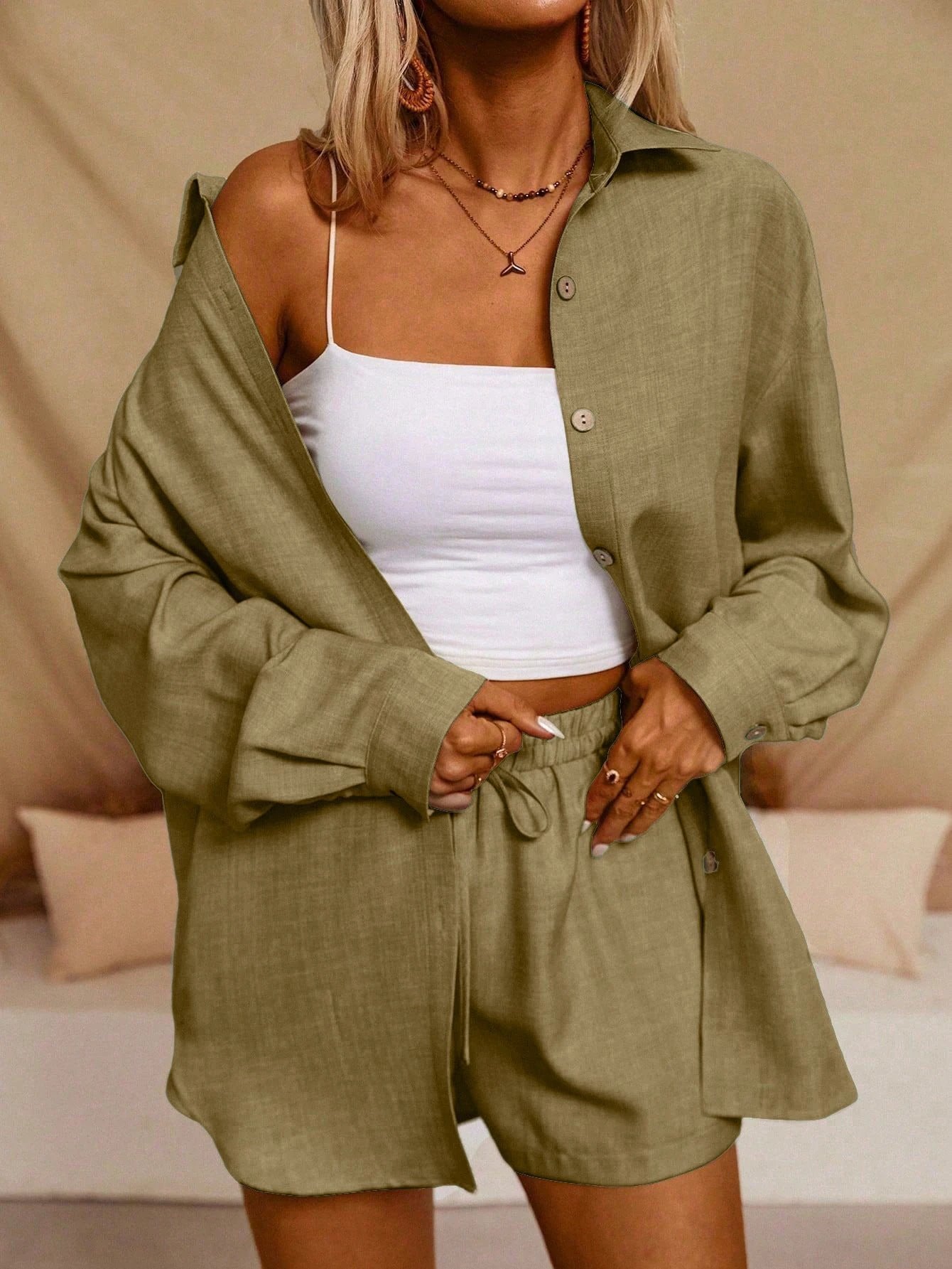 Tatting Cardigan With Shorts Fashion Casual Women's Suit by GJG Denim