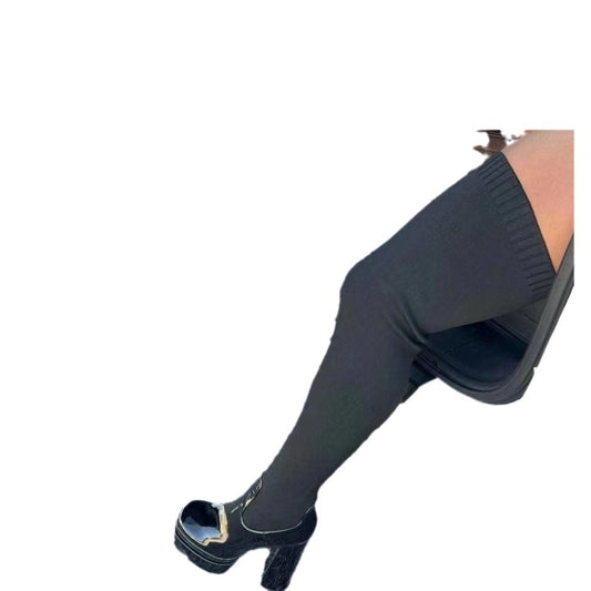 Wool Autumn And Winter New Round Head Chunky Heel Over The Knee Boots Women by GJG Denim