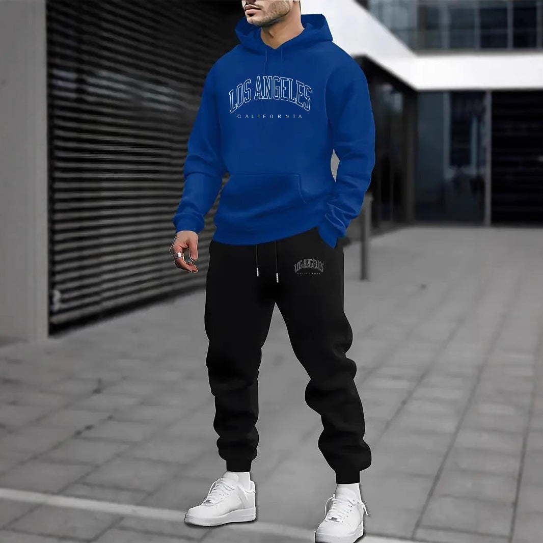 Men's Fleece-lined Letter Print Suit