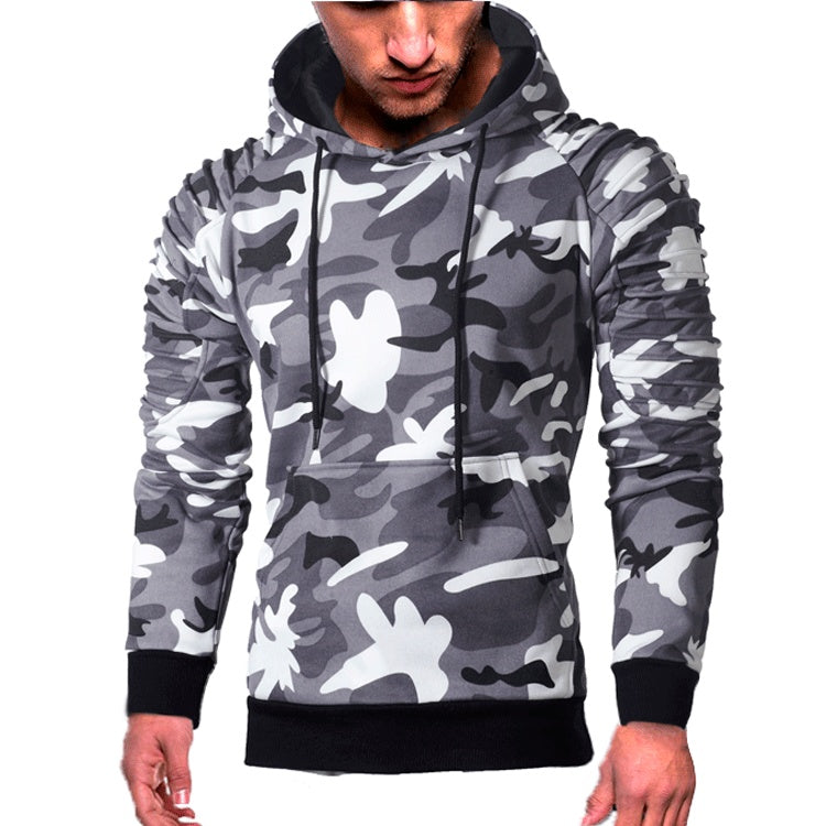 Men's Striped Pleated Raglan Sleeve Hoodies