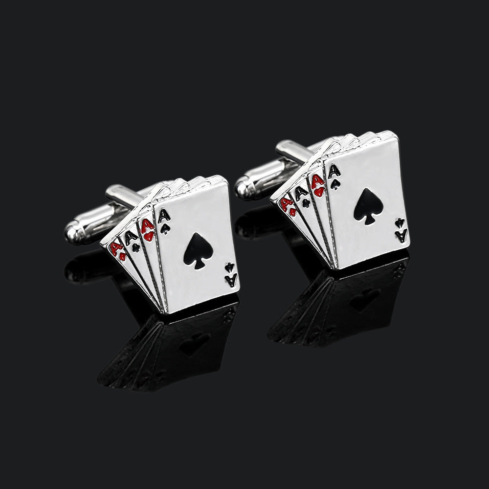 Men's Poker Cufflinks and Tie Clip