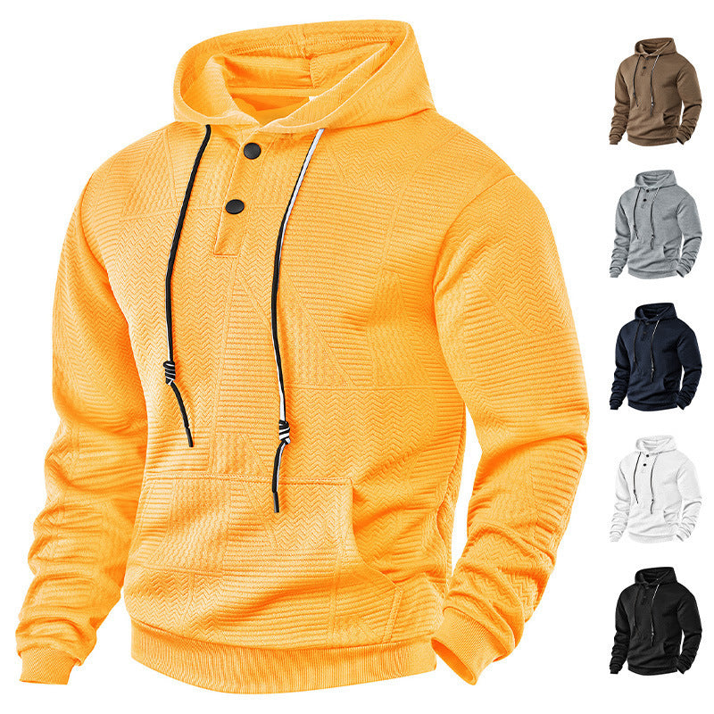 Men's Pullover Solid Color Casual Loose Long Sleeve Hooded Sweater