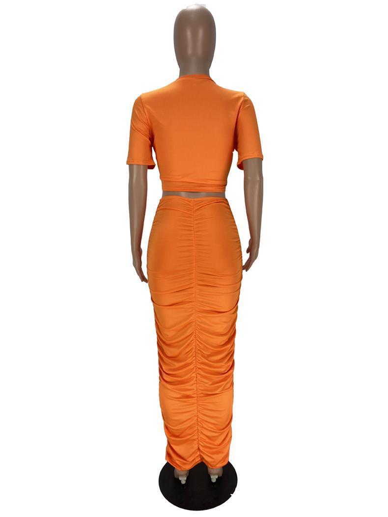 Ruched Short Sleeve Dress Set