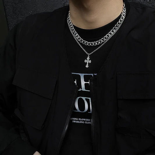 Retro Cross Titanium Steel Necklaces For Men