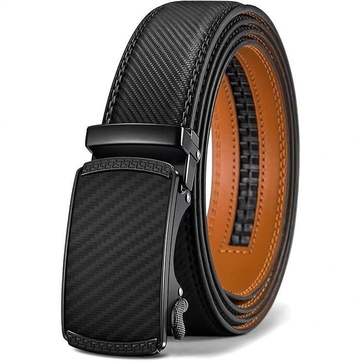 Men's Leather Belt Versatile Cowhide Automatic Buckle by GJG Denim