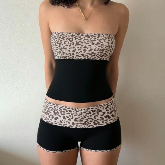 Women's Casual Tube Top And Shorts Set by GJG Denim