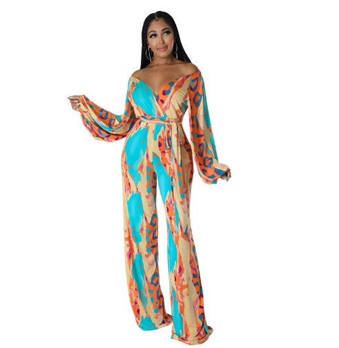 Casual Straight-leg Printing Jumpsuit