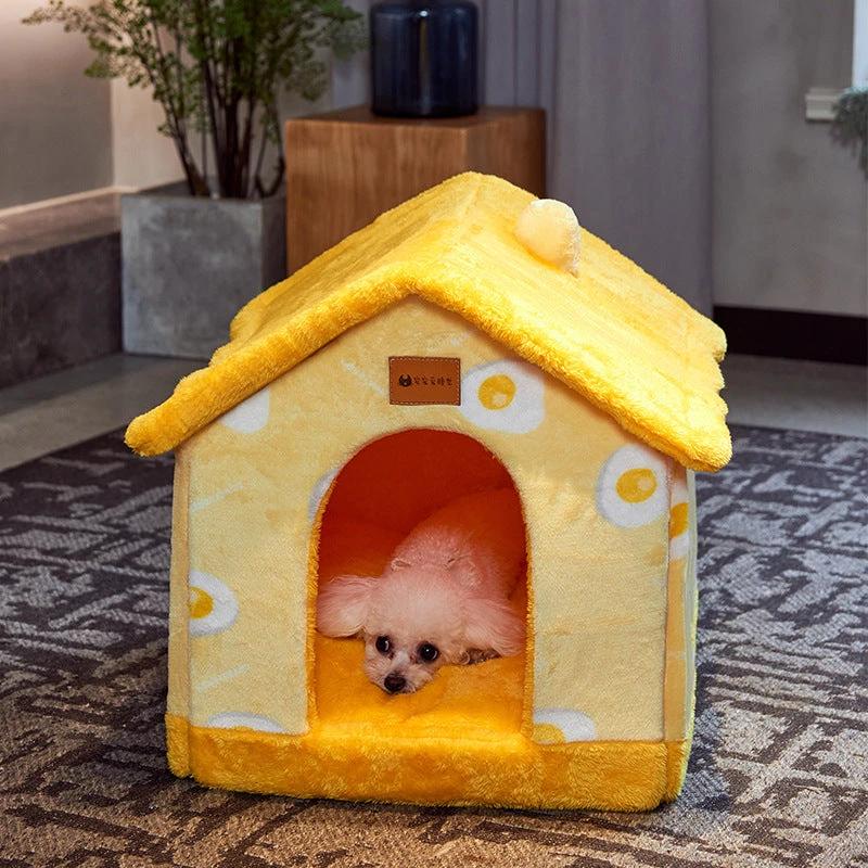 Foldable Dog House Pet Cat Bed Winter Dog Villa Sleep Kennel Removable Nest Warm Enclosed Cave Sofa Pets Supplies by GJG Denim