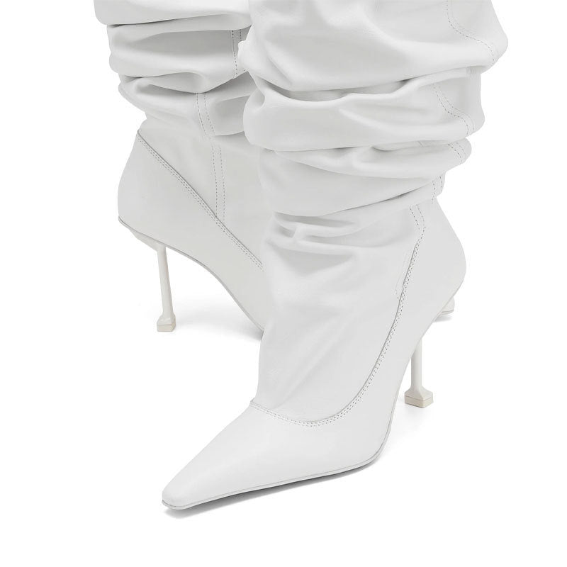 Big Tube Circumference Pointed Toe Stiletto Heel Catwalk Party Boots