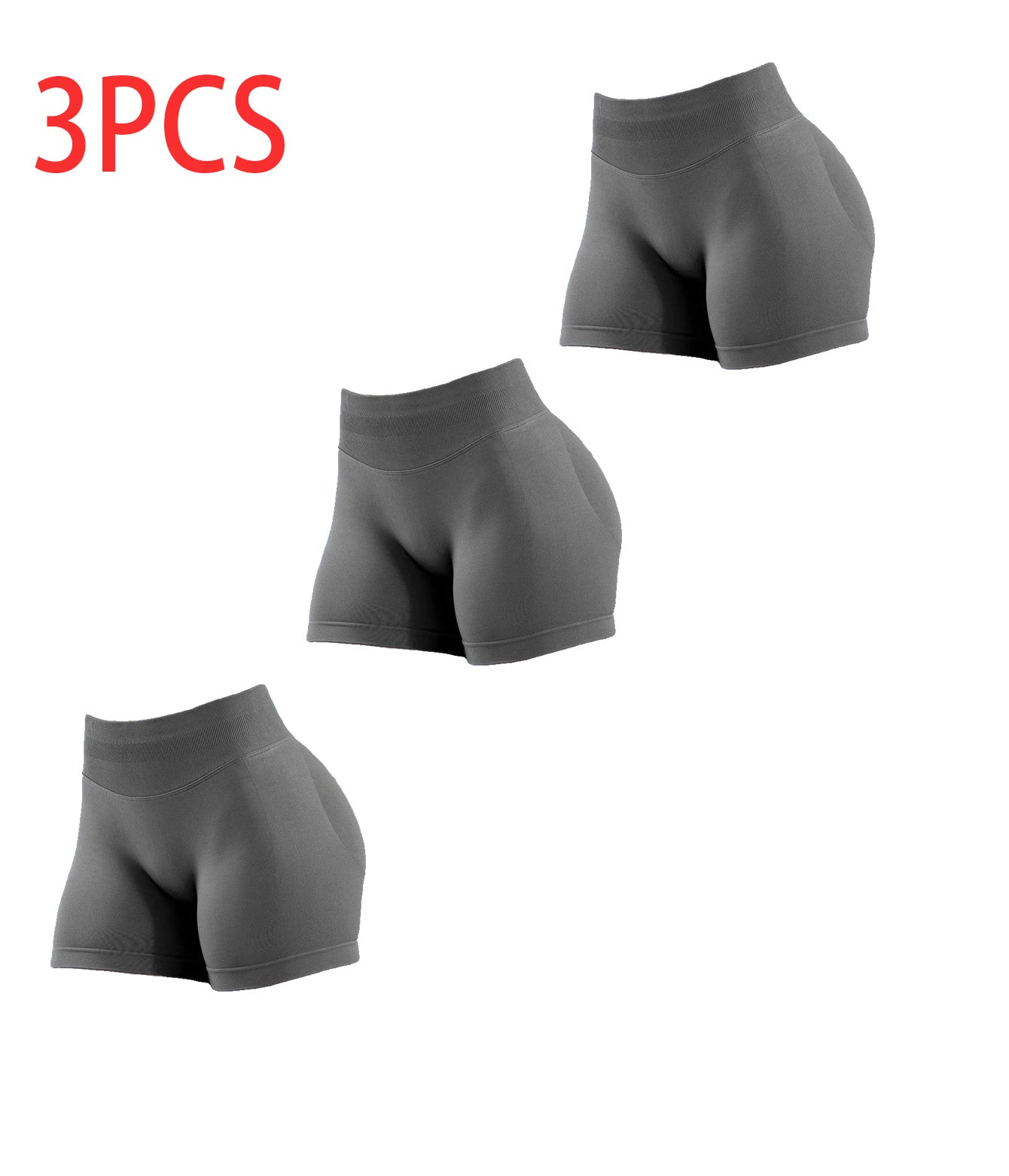 3PCS High-waisted Solid-color Training Shorts