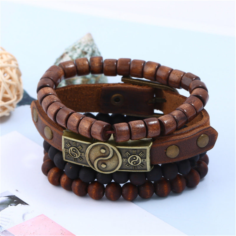 Retro Alloy Cowhide Bracelet For Men