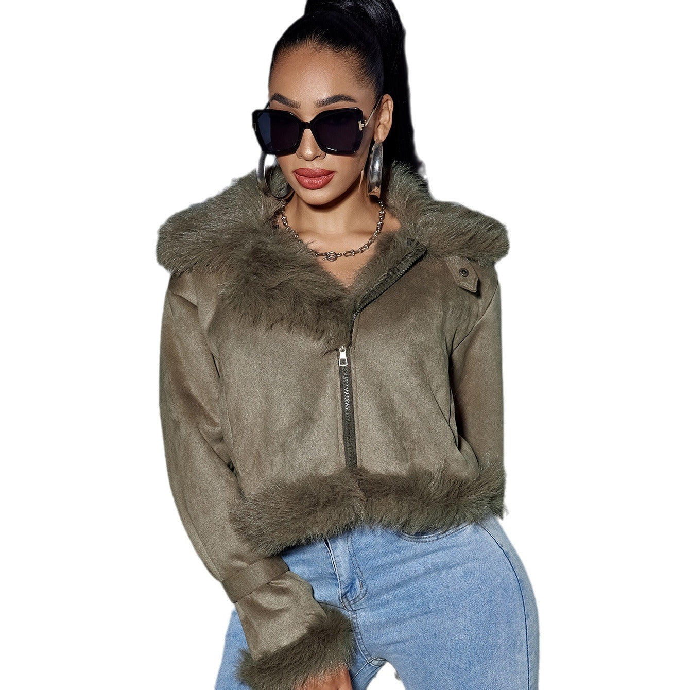 Suede Short Coat For Women Jacket