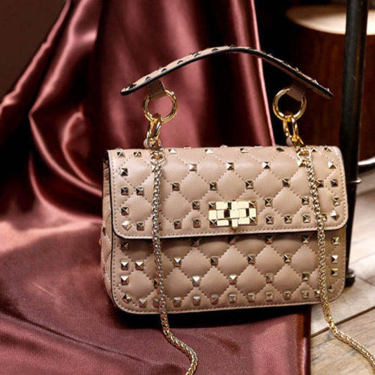 Studded Casual One Shoulder Small Square Bag by Zara-Craft