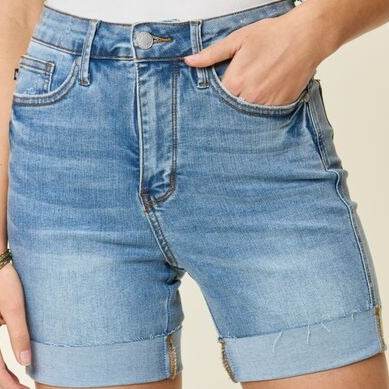 Judy Blue Full Size Tummy Control High Waist Denim Women Shorts