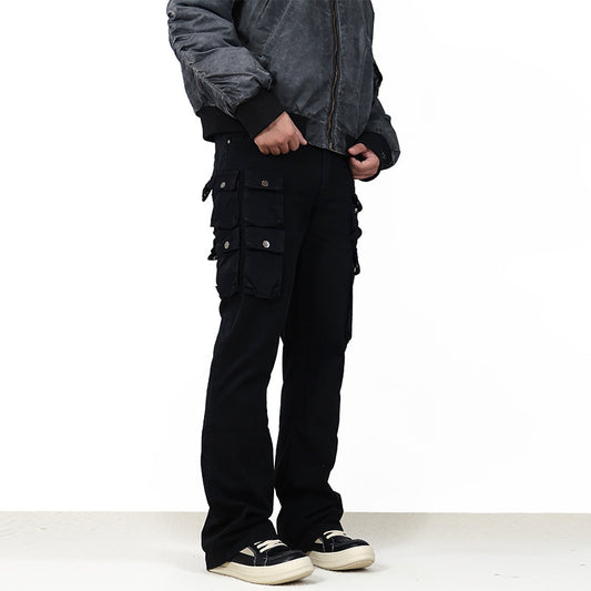 Multi-pocket Slightly Flared Casual Cargo Pants For Men