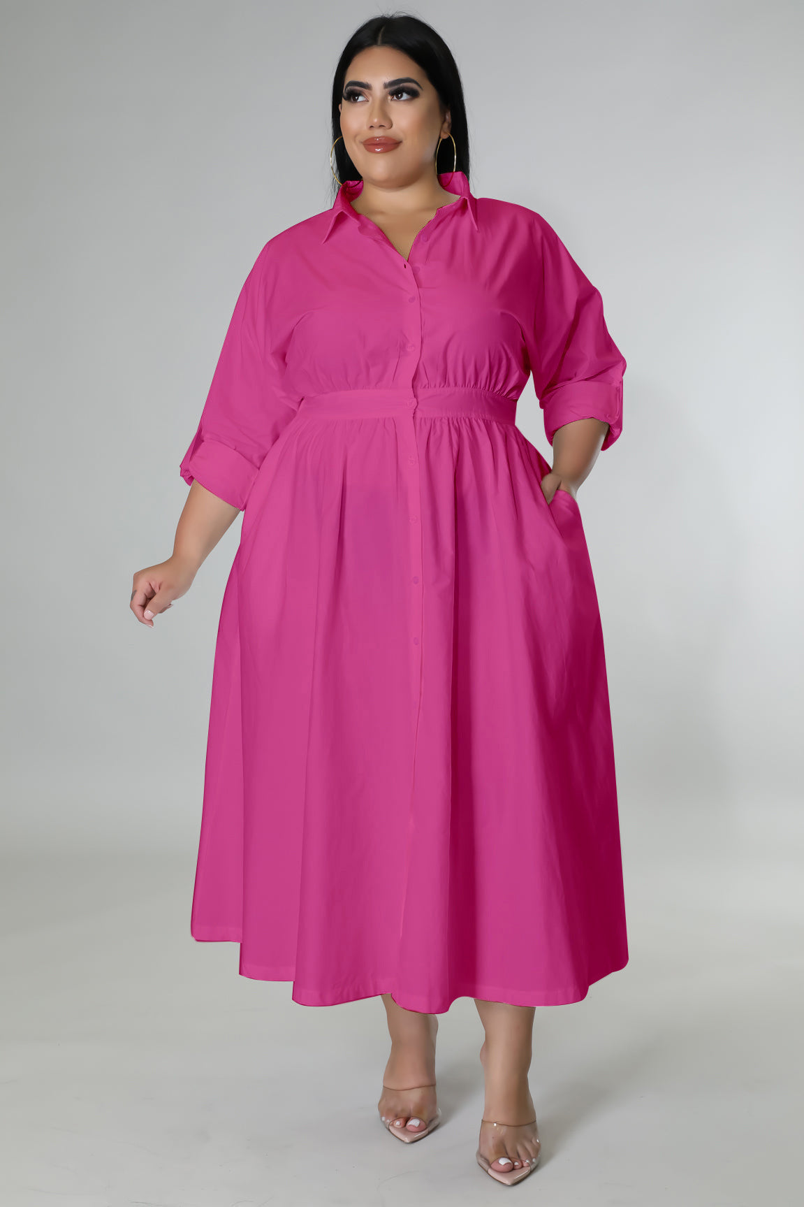 Fashion Plus Size Women's dress long V-neck