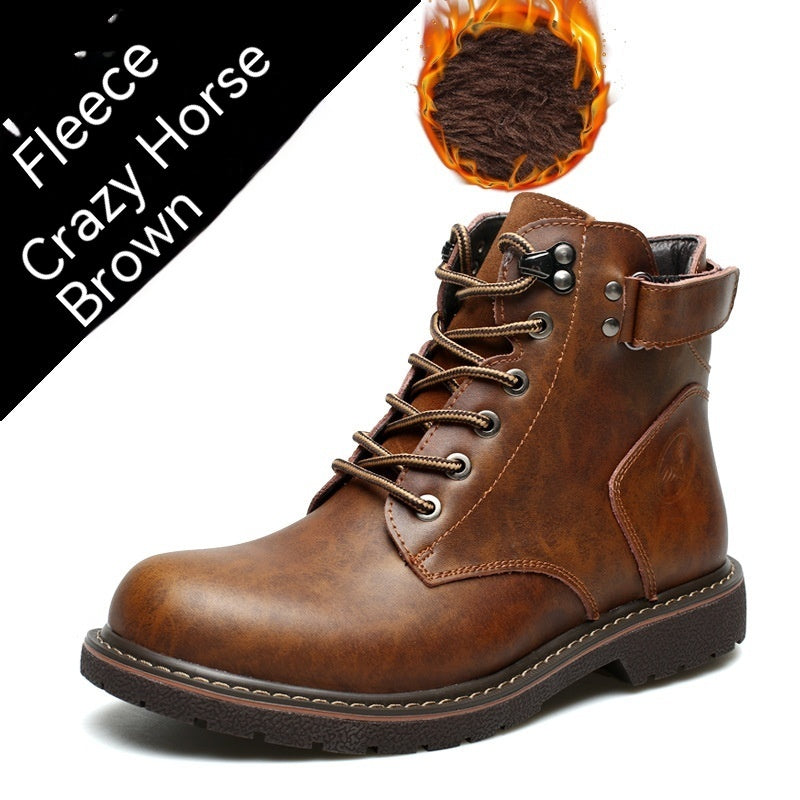 Men's Fleece-lined Martin Boots Casual Mid-top