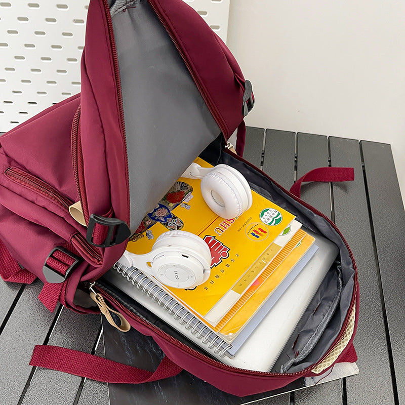 Men's Solid Multi-pocket Backpack Large Capacity
