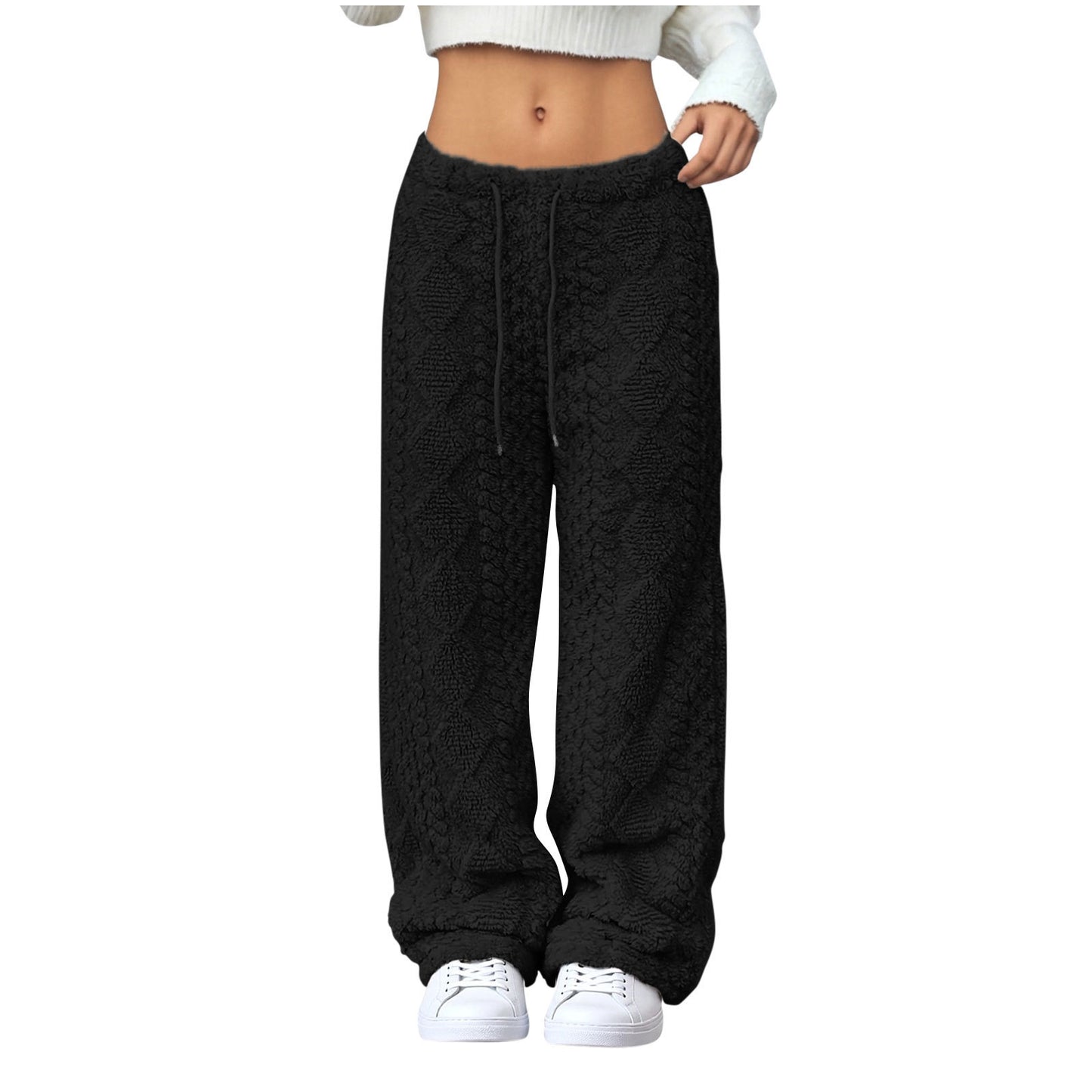 Velvet Padded Loose Straight-leg Trousers