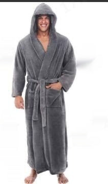 Men's Warm Plus Size Thick Hooded Bathrobe