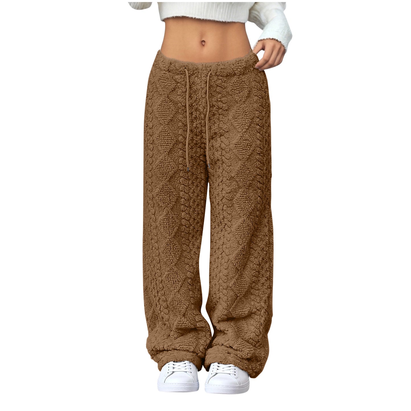 Velvet Padded Loose Straight-leg Trousers