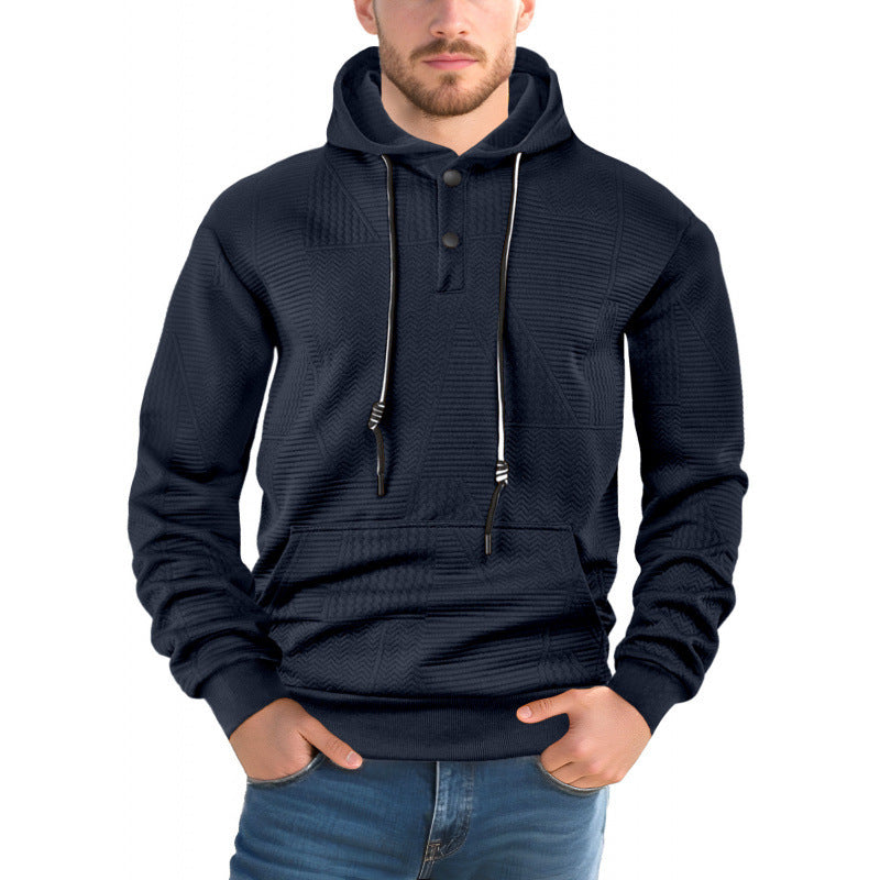 Men's Pullover Solid Color Casual Loose Long Sleeve Hooded Sweater