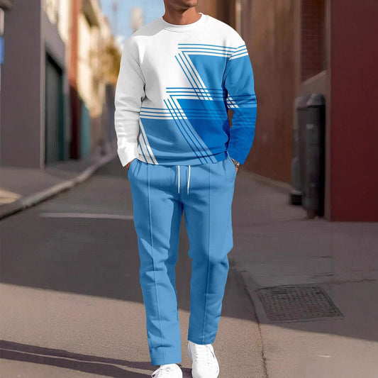 Men's Round Neck Loose Sweatshirt And Sweatpants Set