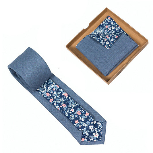 Men's Floral Print Tie and Pocket Square