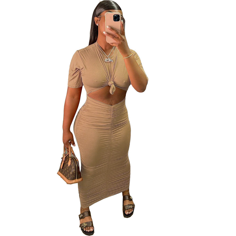 Ruched Short Sleeve Dress Set