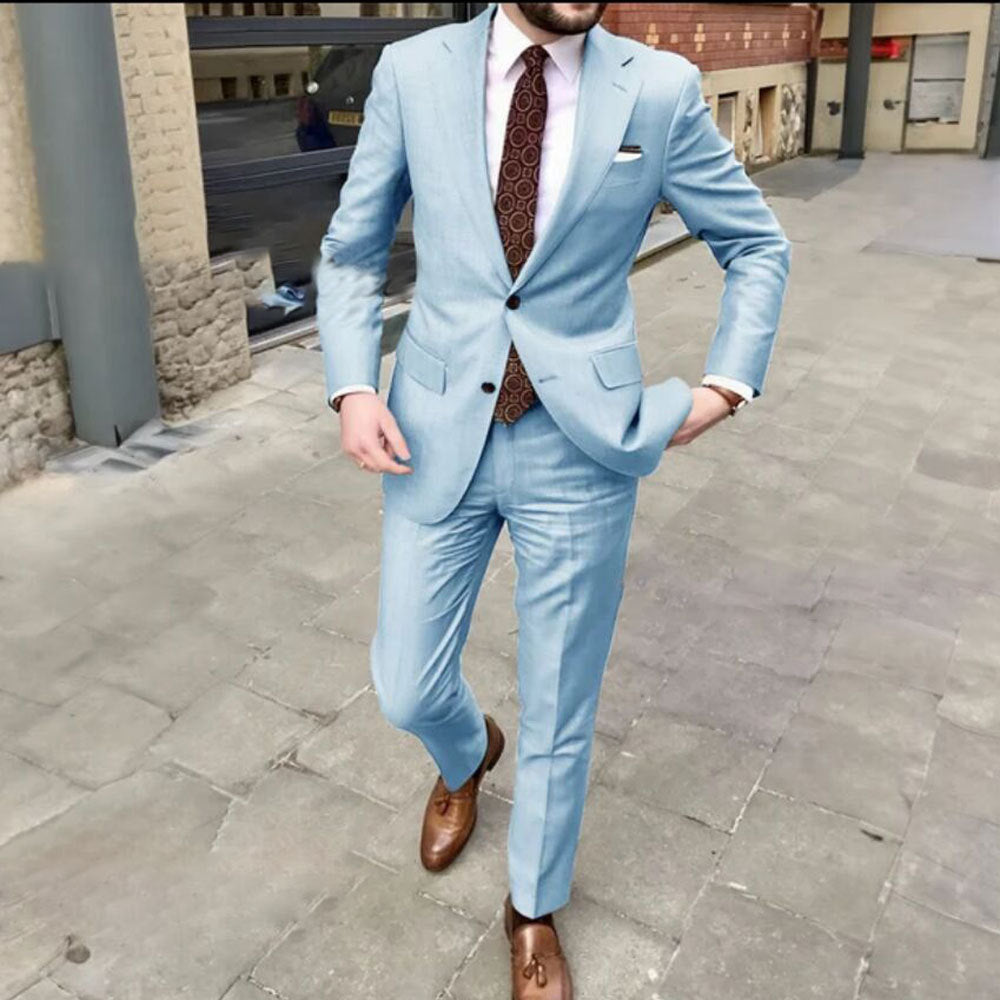 Men's Slim Fit Business Dress Two Button Suit