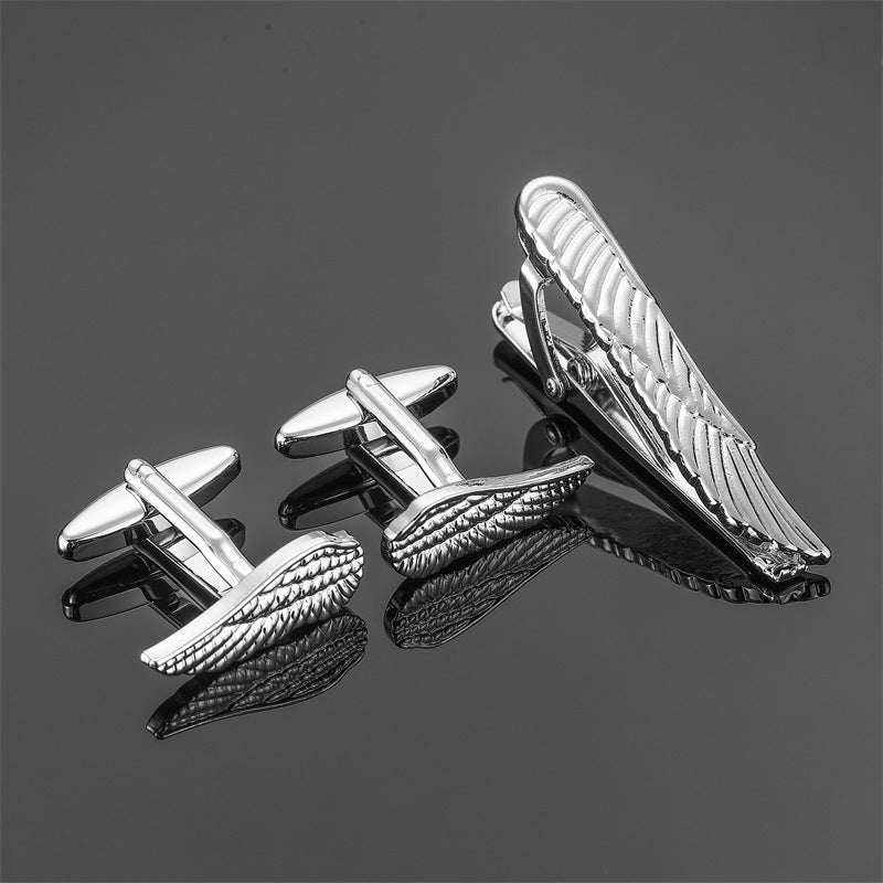 Gold Silver Black Square Brushed Tie Clip And Cufflinks by GJG Denim