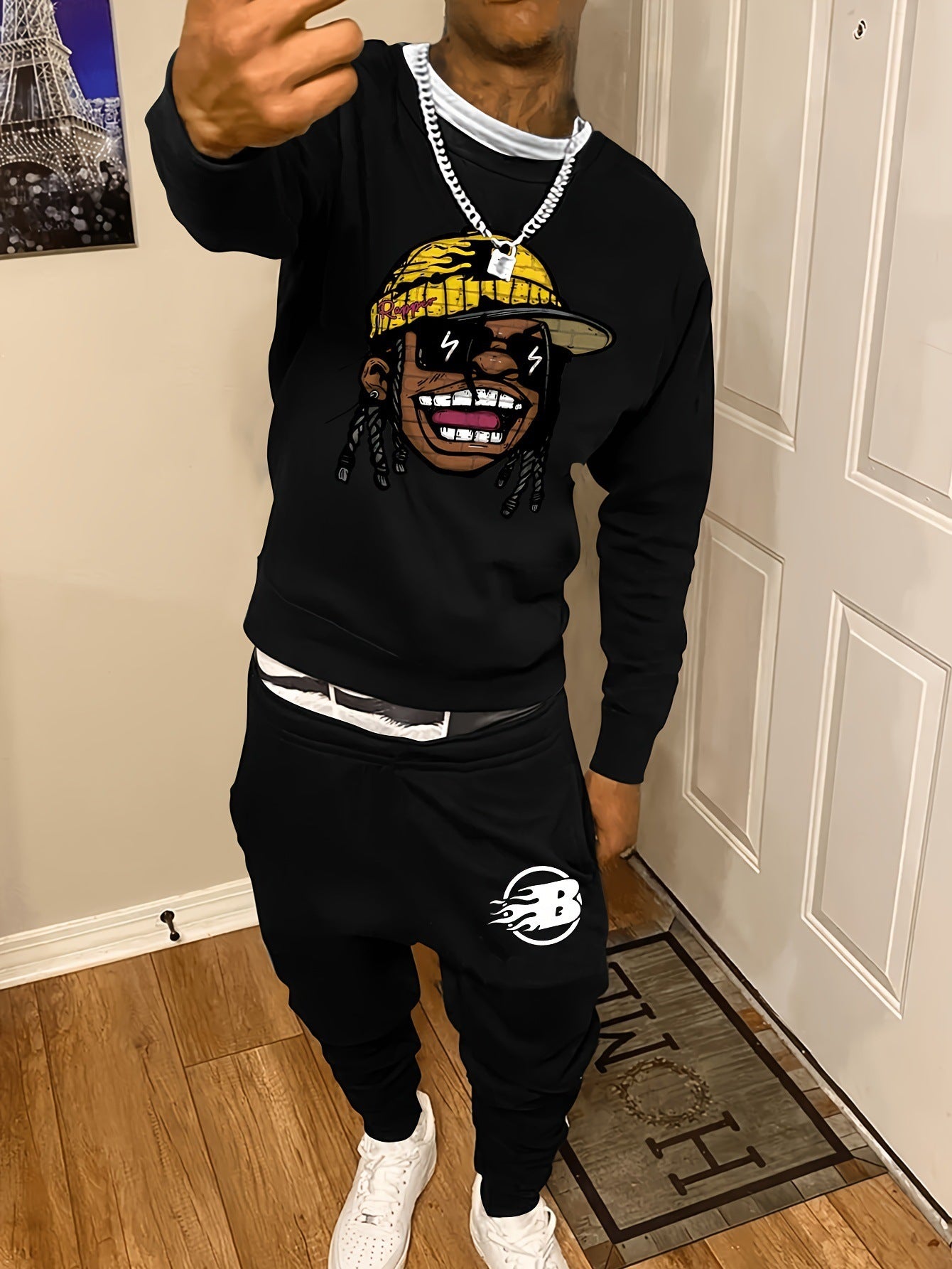 Men's Casual Fashion Round Neck Sweatshirt/Pants Suit
