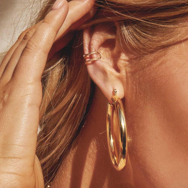 Titanium Steel HOOP Ring HOOP Earrings Cold Scenery Surface