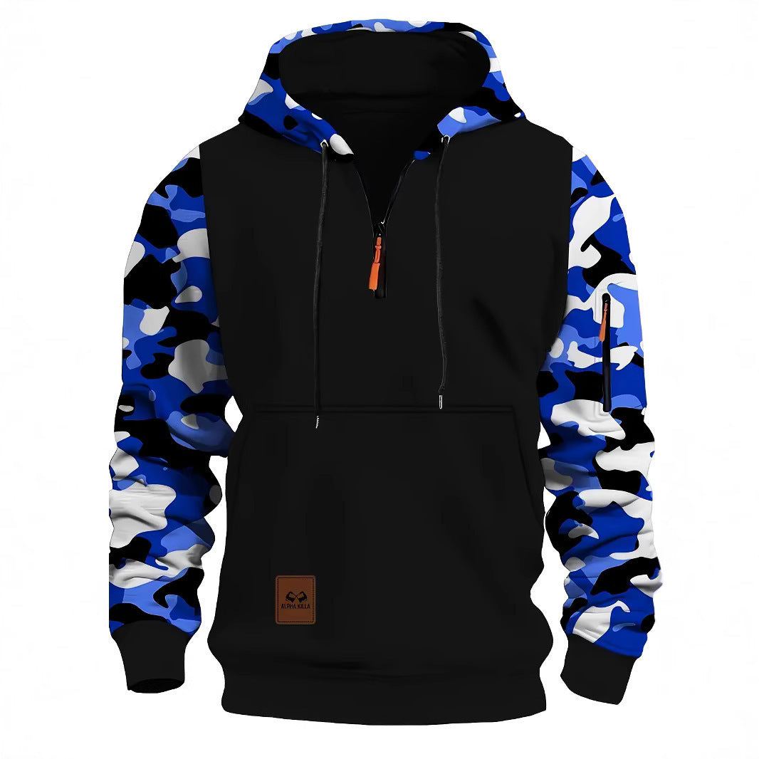 Men's Hooded Camouflage Zipper Sweater