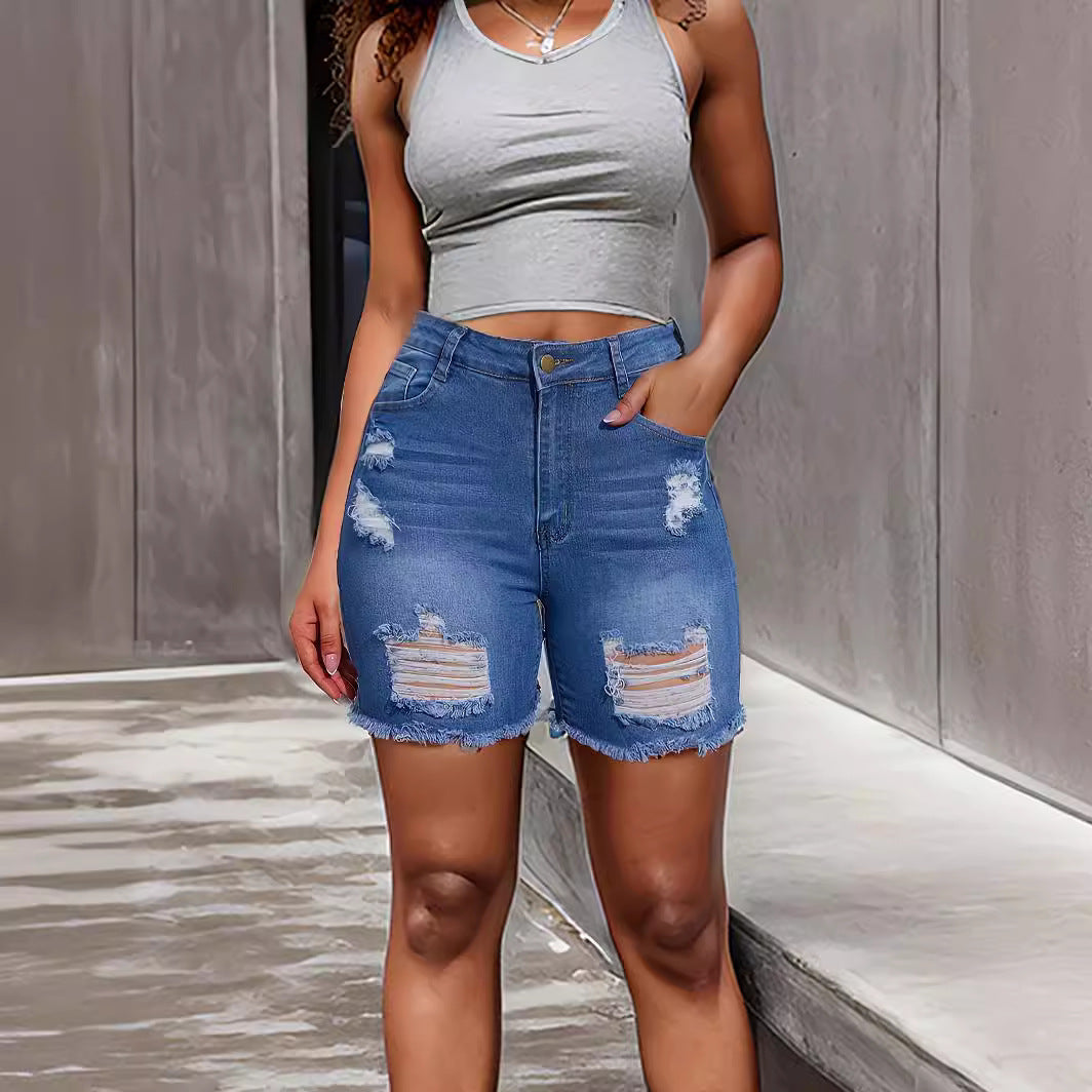 Ripped Denim Shorts